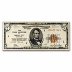 1929 (J-Kansas City) $5.00 Brown Seal FRBN Fine+ (Fr#1850-J)