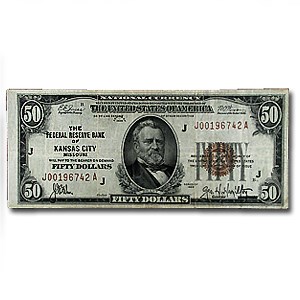 1929 (J-Kansas City) $50 Brown Seal FRBN VF (Fr#1880-J)