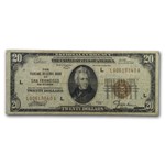 1929 (L-San Francisco) $20 Brown Seal FRBN VF (Fr#1870-L)