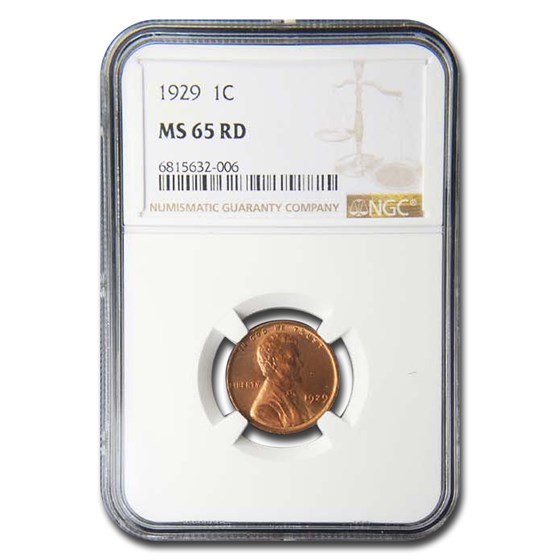 1929 Lincoln Cent MS-65 NGC (Red)