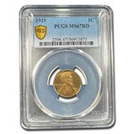 1929 Lincoln Cent MS-67 PCGS (Red)