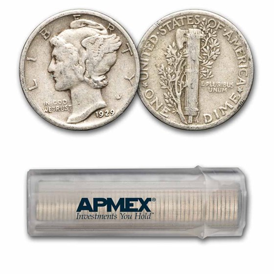 1929 Mercury Dime 50-Coin Roll Avg Circ 1929 Mercury Dime 50-Coin Roll Avg Circ