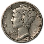 1929 Mercury Dime XF