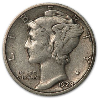 1929 Mercury Dime XF 1929 Mercury Dime XF