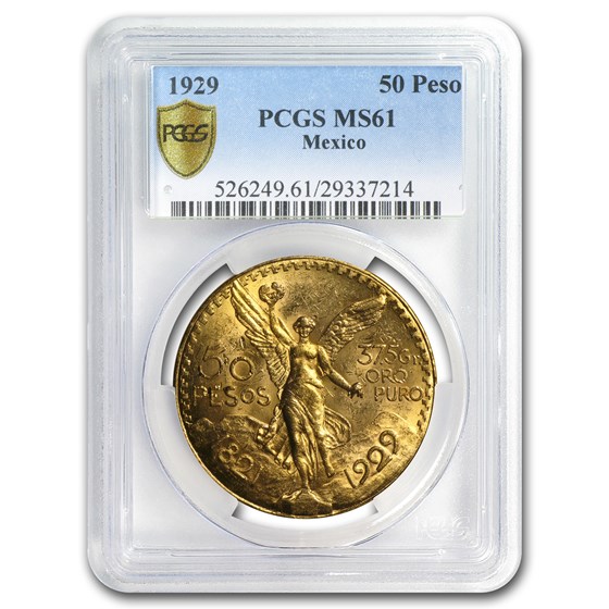 1929 Mexico Gold 50 Pesos MS-61 PCGS 1929 Mexico Gold 50 Pesos MS-61 PCGS