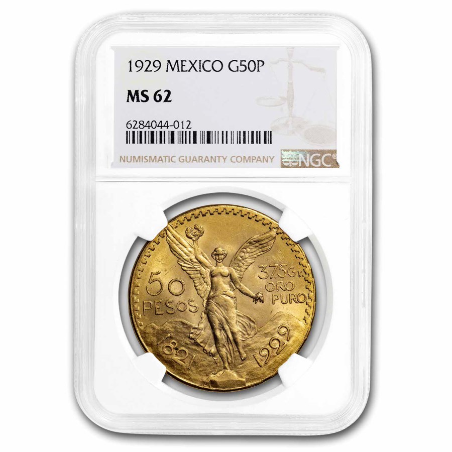 1929 Mexico Gold 50 Pesos MS-62 NGC