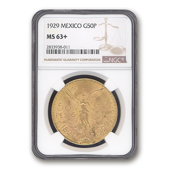 1929 Mexico Gold 50 Pesos MS-63+ NGC 1929 Mexico Gold 50 Pesos MS-63+ NGC