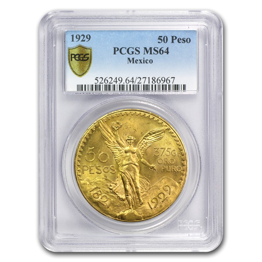 1929 Mexico Gold 50 Pesos MS-64 PCGS