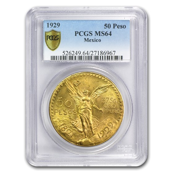 1929 Mexico Gold 50 Pesos MS-64 PCGS 1929 Mexico Gold 50 Pesos MS-64 PCGS