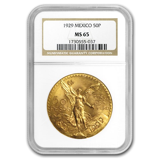 1929 Mexico Gold 50 Pesos MS-65 NGC 1929 Mexico Gold 50 Pesos MS-65 NGC