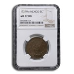 1929-Mo Mexico 5 Centavos MS-62 NGC (Brown)