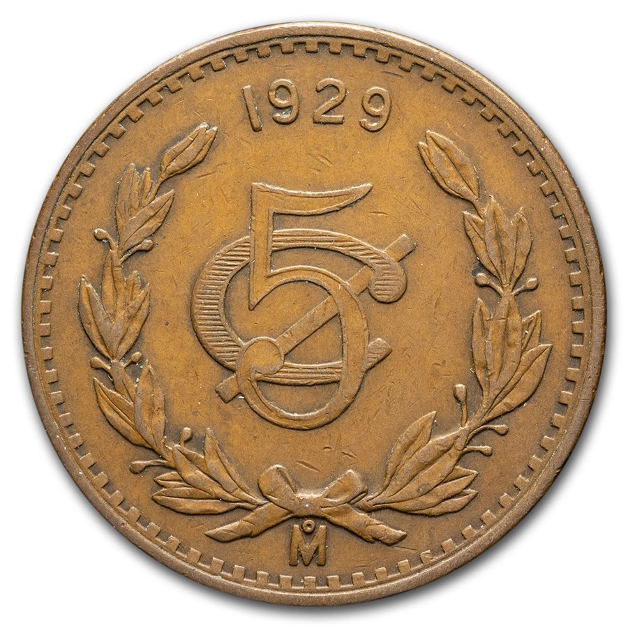 1929-Mo Mexico Bronze 5 Centavos XF
