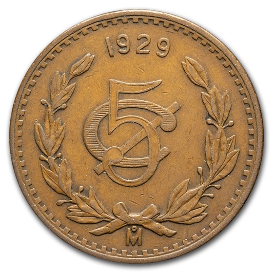 1929-Mo Mexico Bronze 5 Centavos XF 1929-Mo Mexico Bronze 5 Centavos XF