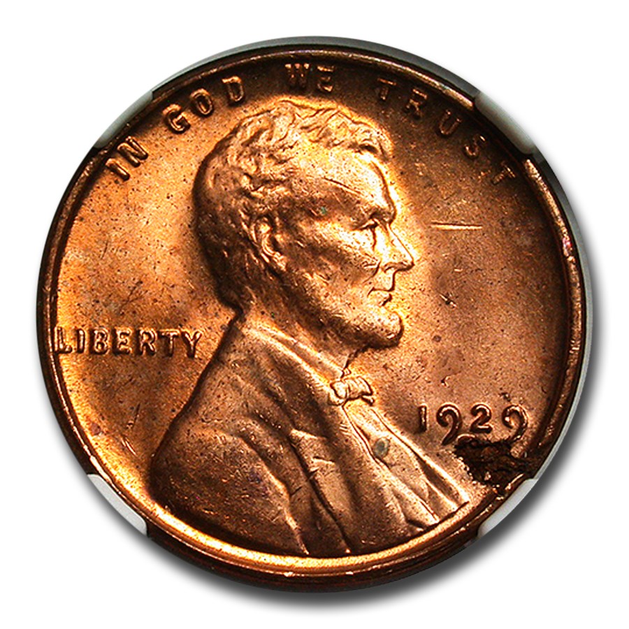 1929-S Lincoln Cent MS-64 NGC (Red, Struck Cracked Planchet)
