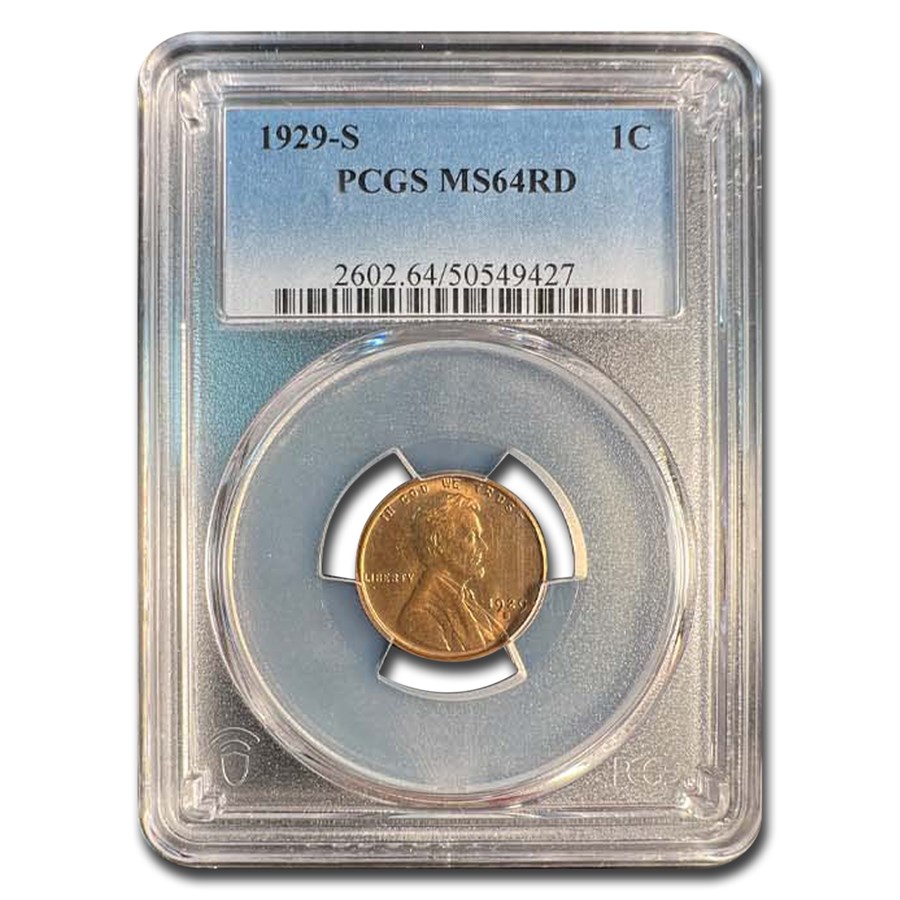 1929-S Lincoln Cent MS-64 PCGS (Red)