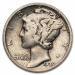 1929-S Mercury Dime 50-Coin Roll Avg Circ