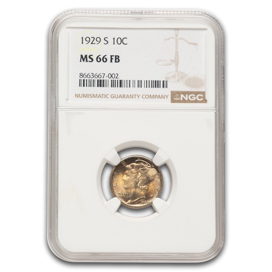 1929-S Mercury Dime MS-66 NGC (FB)