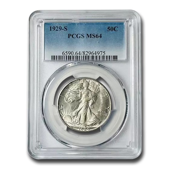 1929-S Walking Liberty Half Dollar MS-64 PCGS 1929-S Walking Liberty Half Dollar MS-64 PCGS