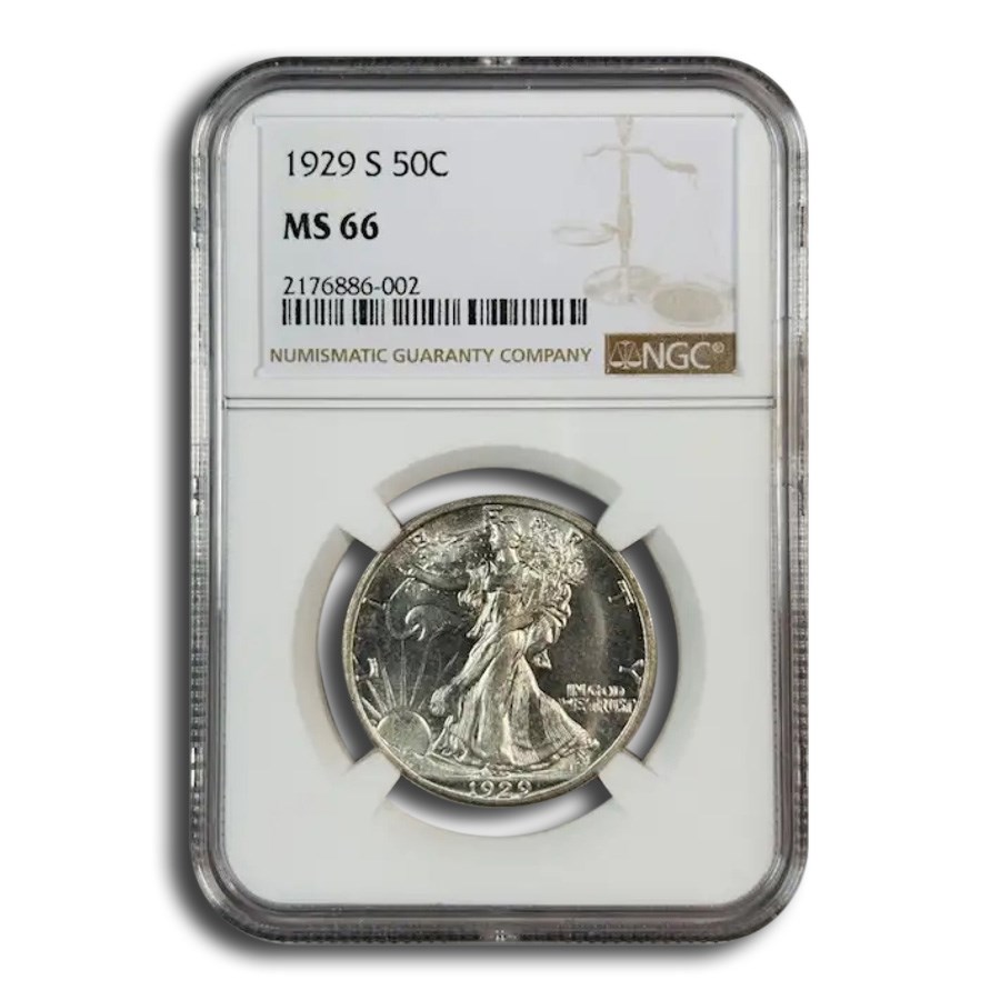 1929-S Walking Liberty Half Dollar MS-66 NGC