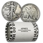 1929-S Walking Liberty Halves 20-Coin Roll Avg Circ