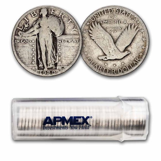 1929 Standing Liberty Quarter 40-Coin Roll Avg Circ