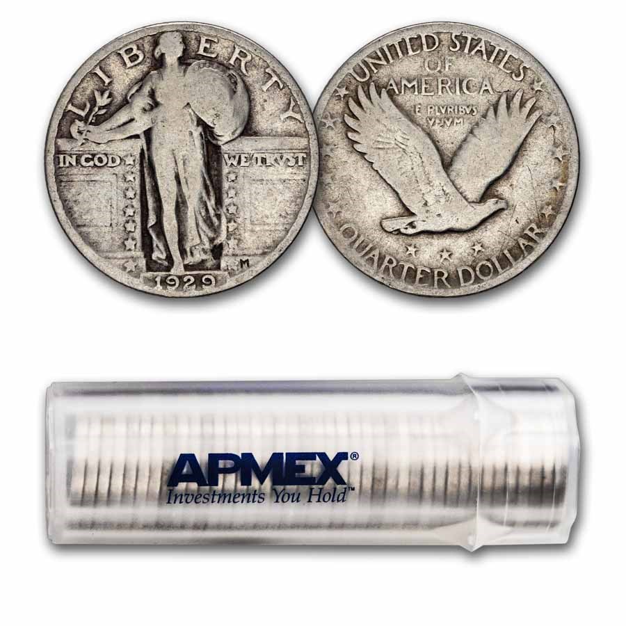 1929 Standing Liberty Quarter 40-Coin Roll Avg Circ