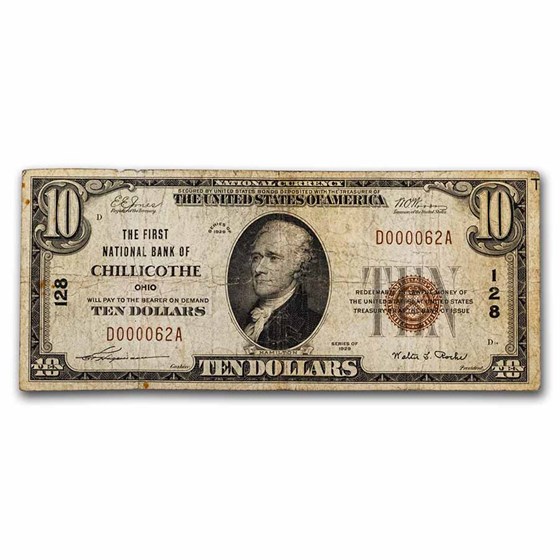 1929 Type 1 $10 Chillicothe, Ohio Fine (Fr#1801-1) CH#128