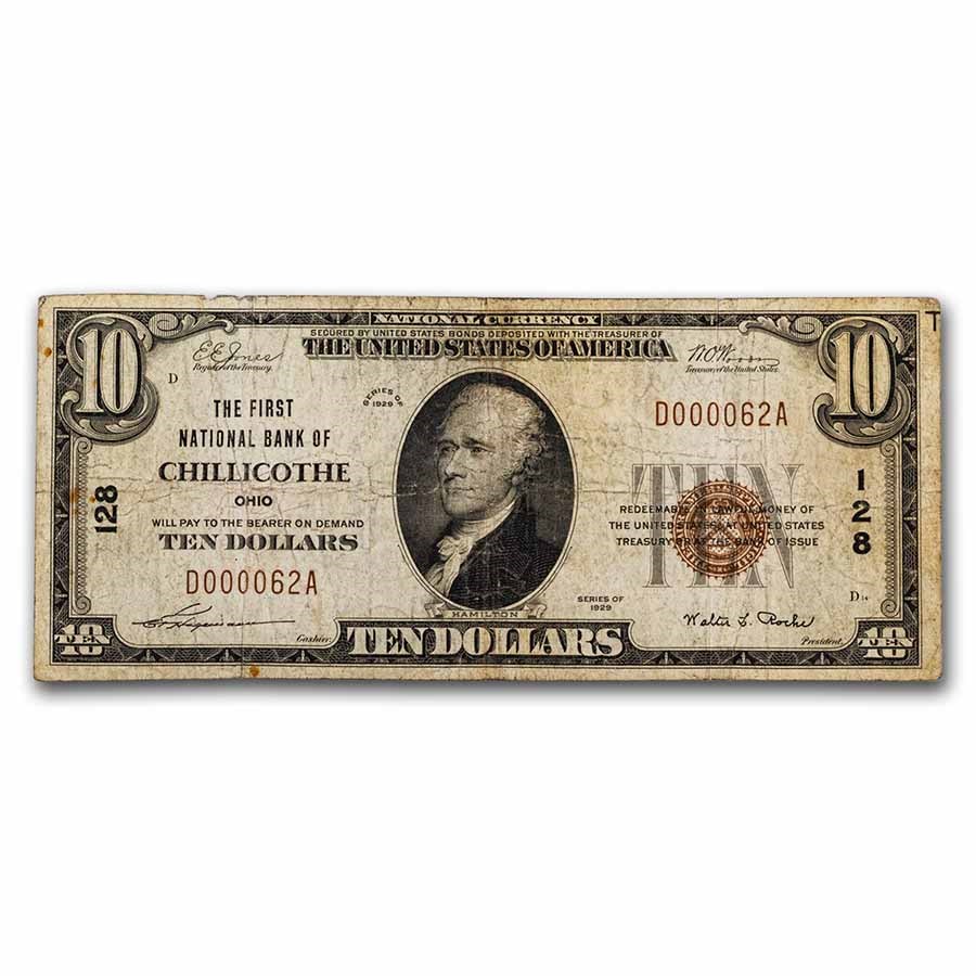 1929 Type 1 $10 Chillicothe, Ohio Fine (Fr#1801-1) CH#128