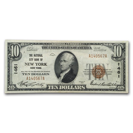 1929 Type 1 $10 New York, NY Very Fine (CH#1461) 1929 Type 1 $10 New York, NY Very Fine (CH#1461)