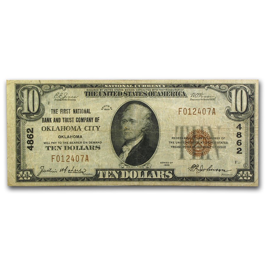 1929 Type 1 $10 Oklahoma City, OK F/VF (Fr#TBD) CH#4862