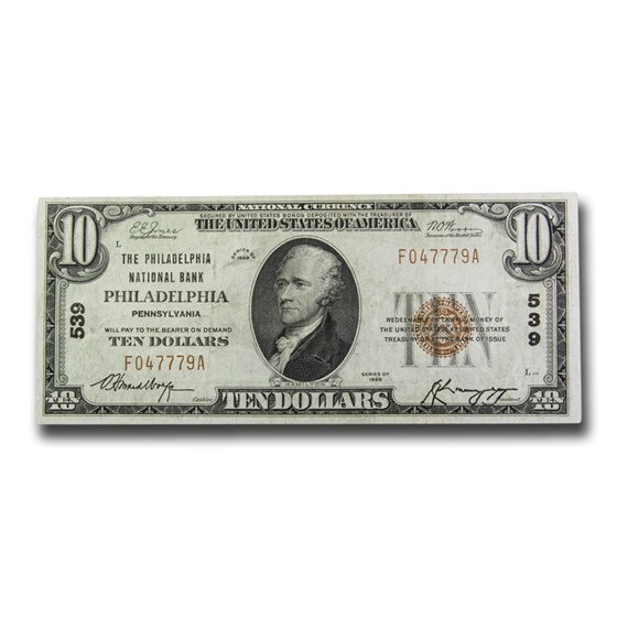 1929 Type 1 $10 Philadelphia, PA VF (Fr#TBD) CH#539