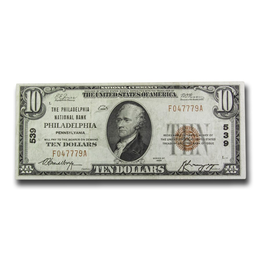 1929 Type 1 $10 Philadelphia, PA VF (Fr#TBD) CH#539
