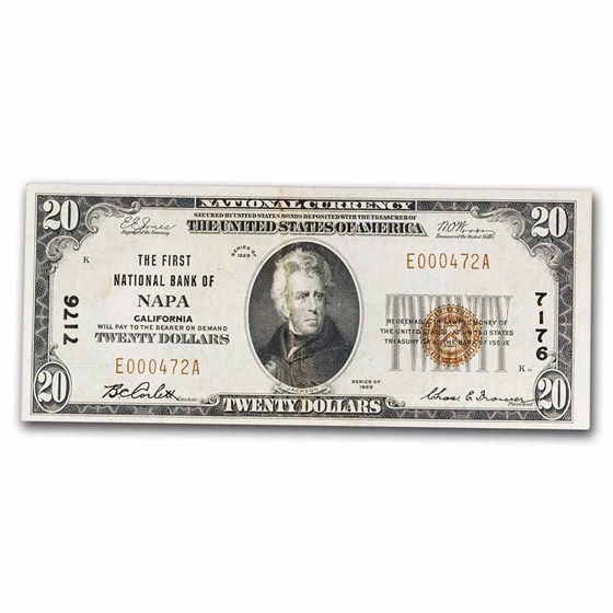 1929 Type 1 $20 FNB of Napa California (Fr#1802-1) VF CH#7176 1929 Type 1 $20 FNB of Napa California (Fr#1802-1) VF CH#7176