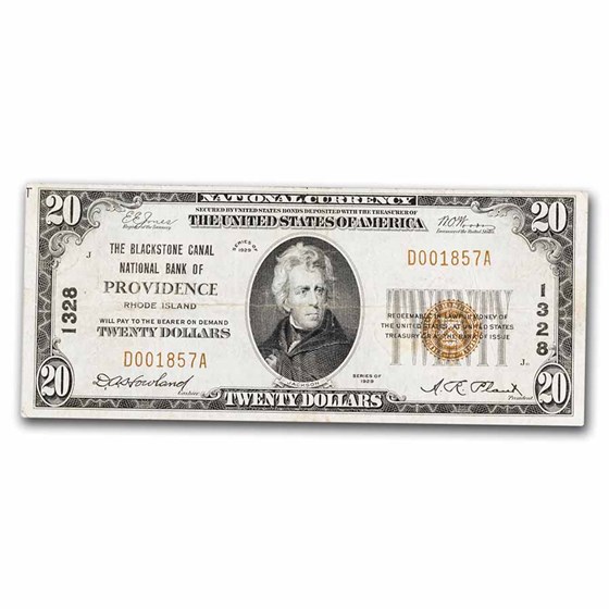 1929 Type 1 $20 Providence RI VF (Fr#1802-1) CH#1328 1929 Type 1 $20 Providence RI VF (Fr#1802-1) CH#1328