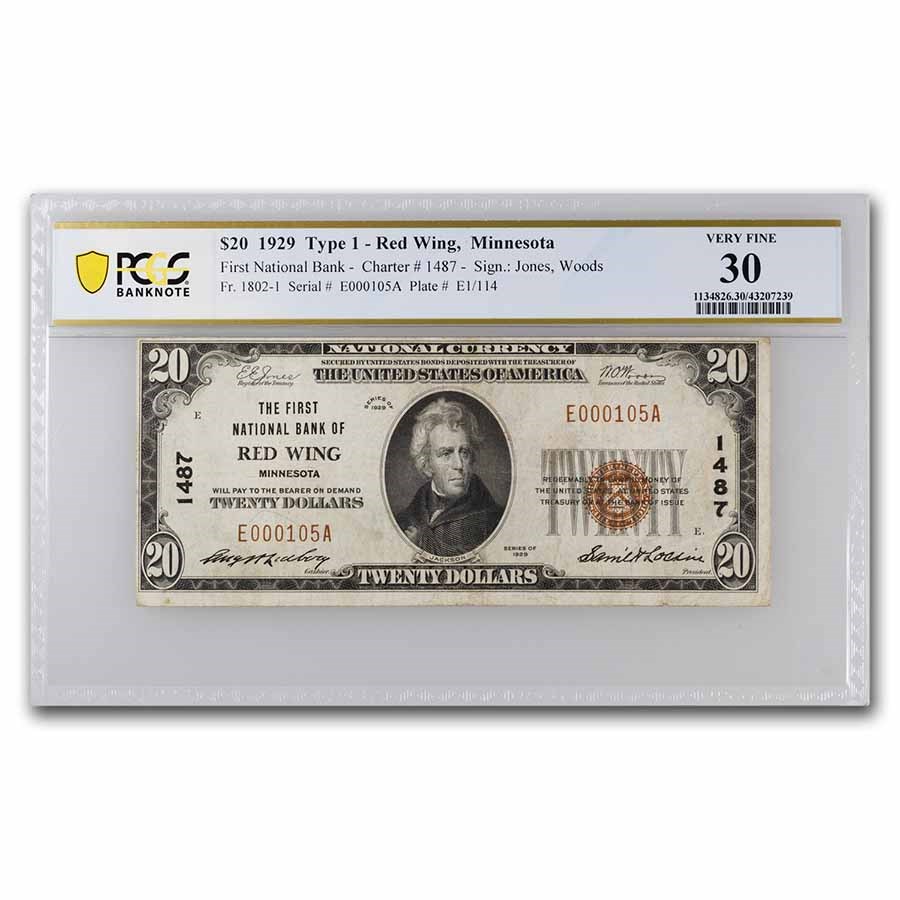 Buy 1929 Type 1 $20 Red Wing MN VF 30 PCGS (Fr#1802 1) CH#1487 APMEX