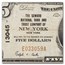 1929 Type 1 $5.00 New York, New York Fine (Fr#1800-1) CH#13045