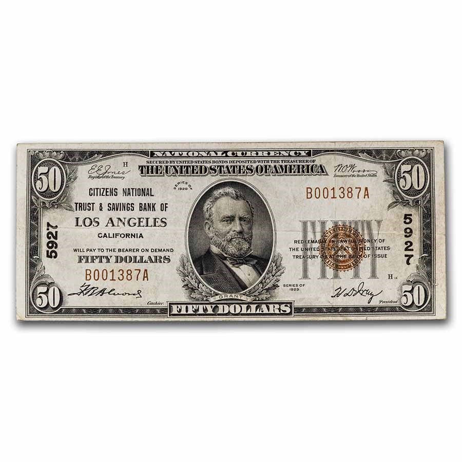 1929 Type 1 $50 Los Angeles, CA VF (Fr#1803-1) CH#5927