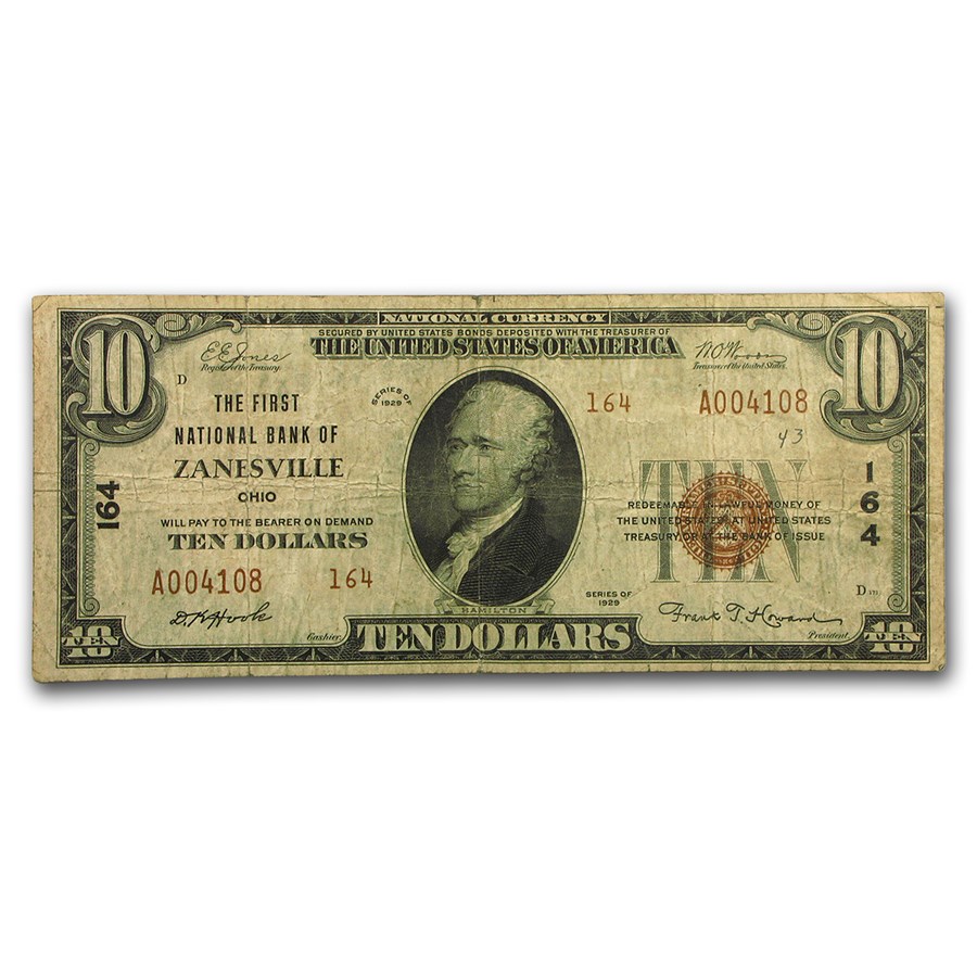 Buy 1929 Type 2 10 Zanesville, OH Fine (CH164) APMEX