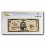 1929 Type 2 $5 Guthrie, OK VF-20 PCGS (Fr#1800-2) CH#4348