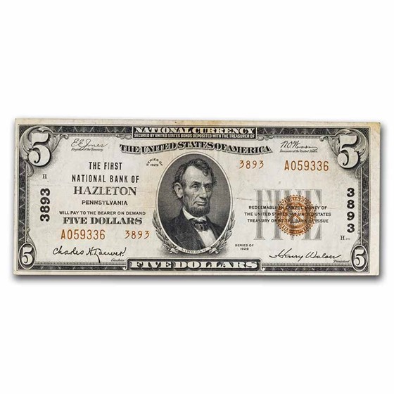 1929 Type 2 $5 Hazleton, PA VF (Fr#1800-2) CH#3893