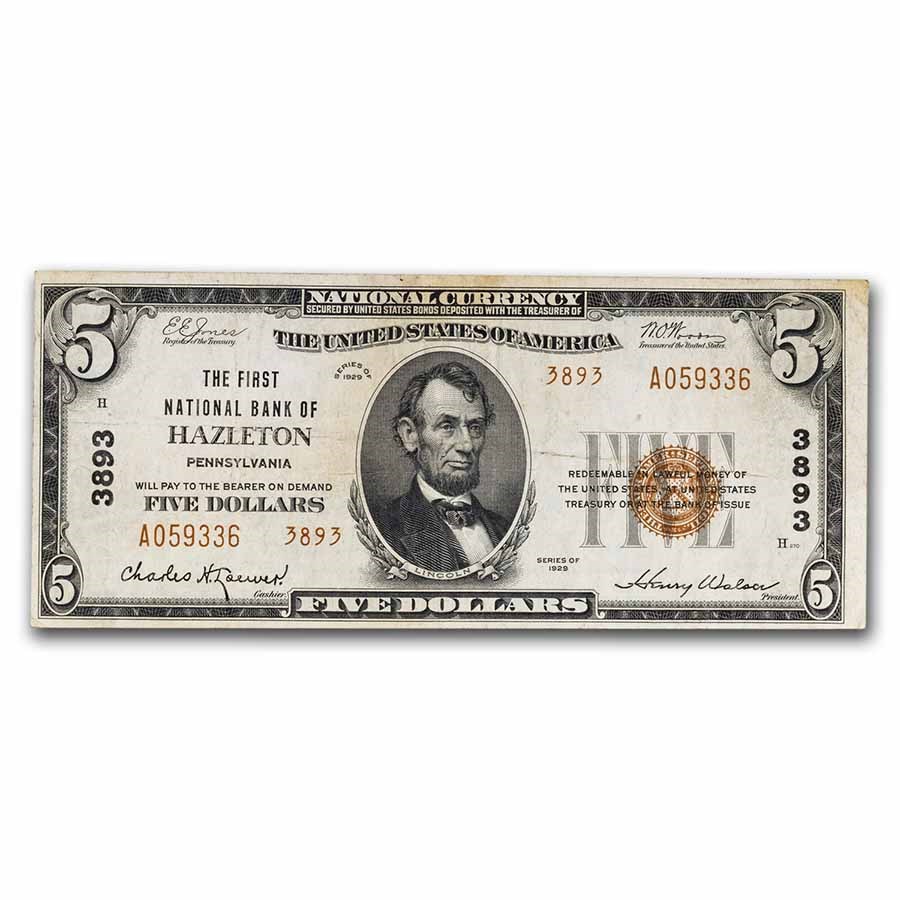 1929 Type 2 $5 Hazleton, PA VF (Fr#1800-2) CH#3893