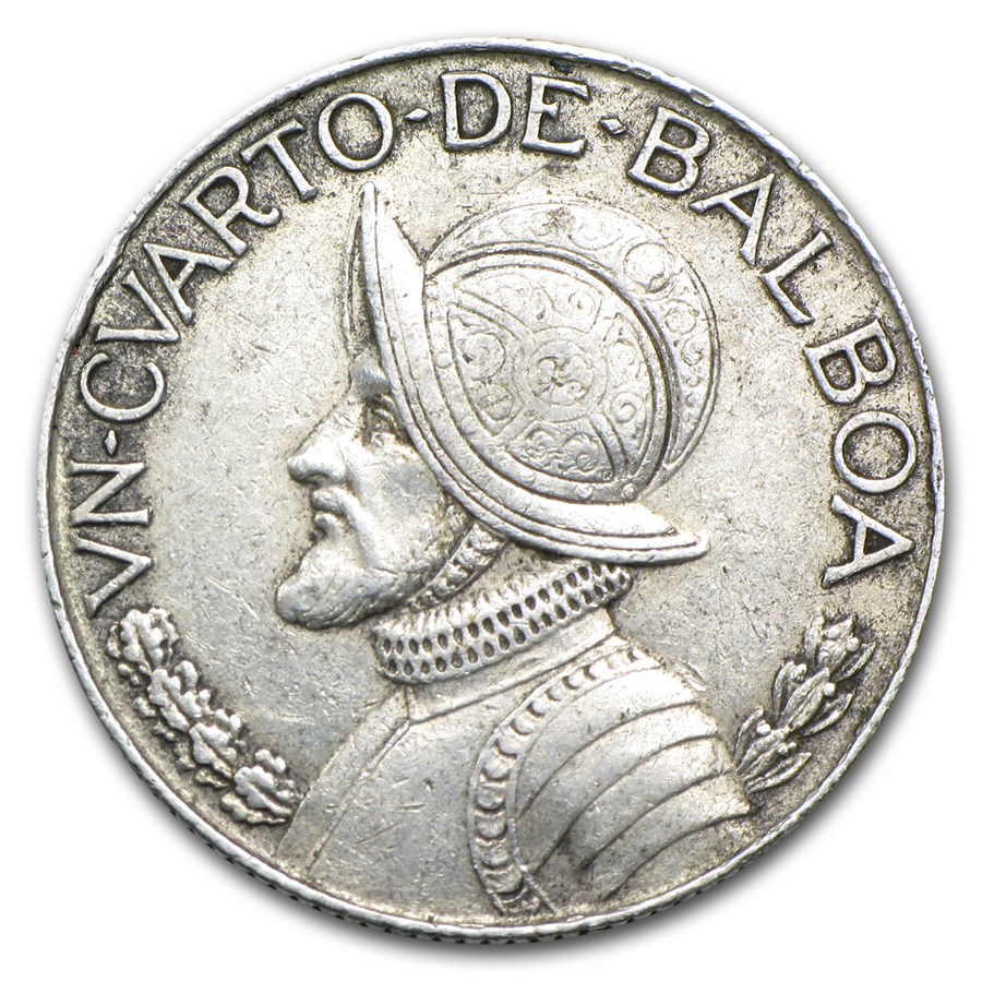 1930-1962 Panama Silver 1/4 Balboa Avg Circ