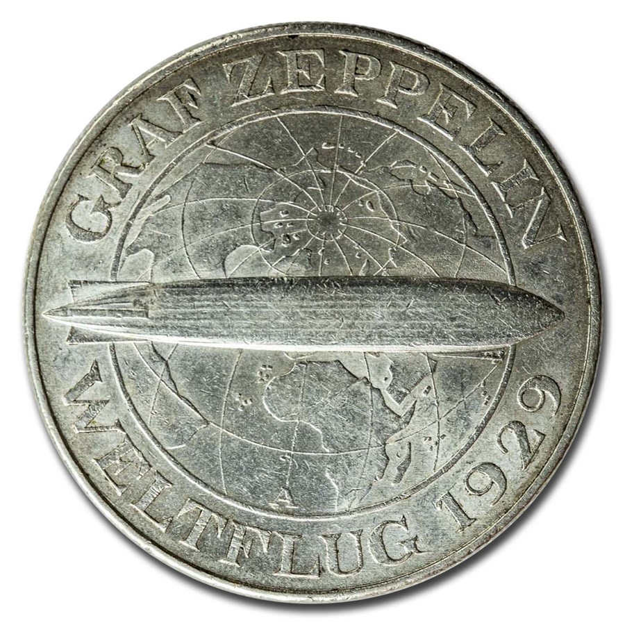 1930 Germany Silver 5 Reichsmarks Graf Zeppelin BU
