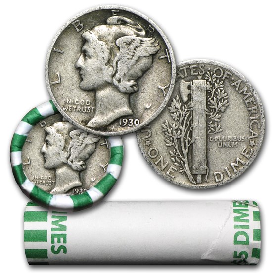 1930 Mercury Dime 50-Coin Roll Avg Circ 1930 Mercury Dime 50-Coin Roll Avg Circ