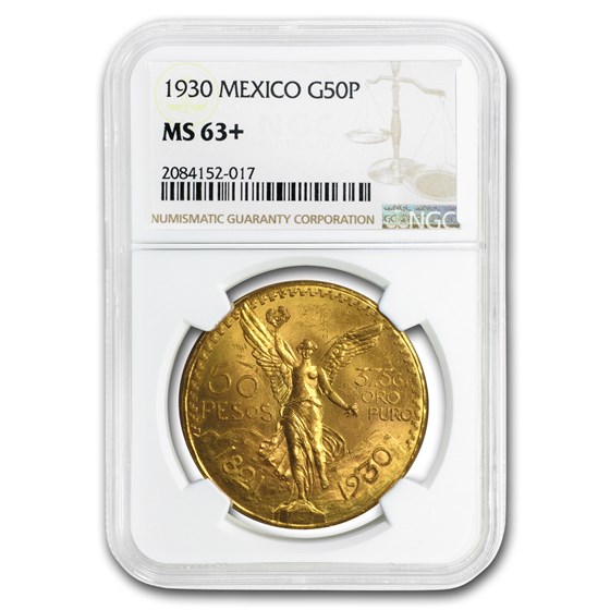 1930 Mexico Gold 50 Pesos MS-63+ NGC 1930 Mexico Gold 50 Pesos MS-63+ NGC