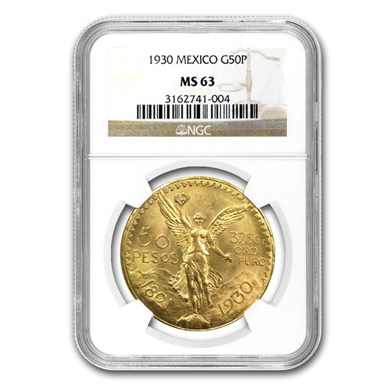 1930 Mexico Gold 50 Pesos MS-63 NGC 1930 Mexico Gold 50 Pesos MS-63 NGC
