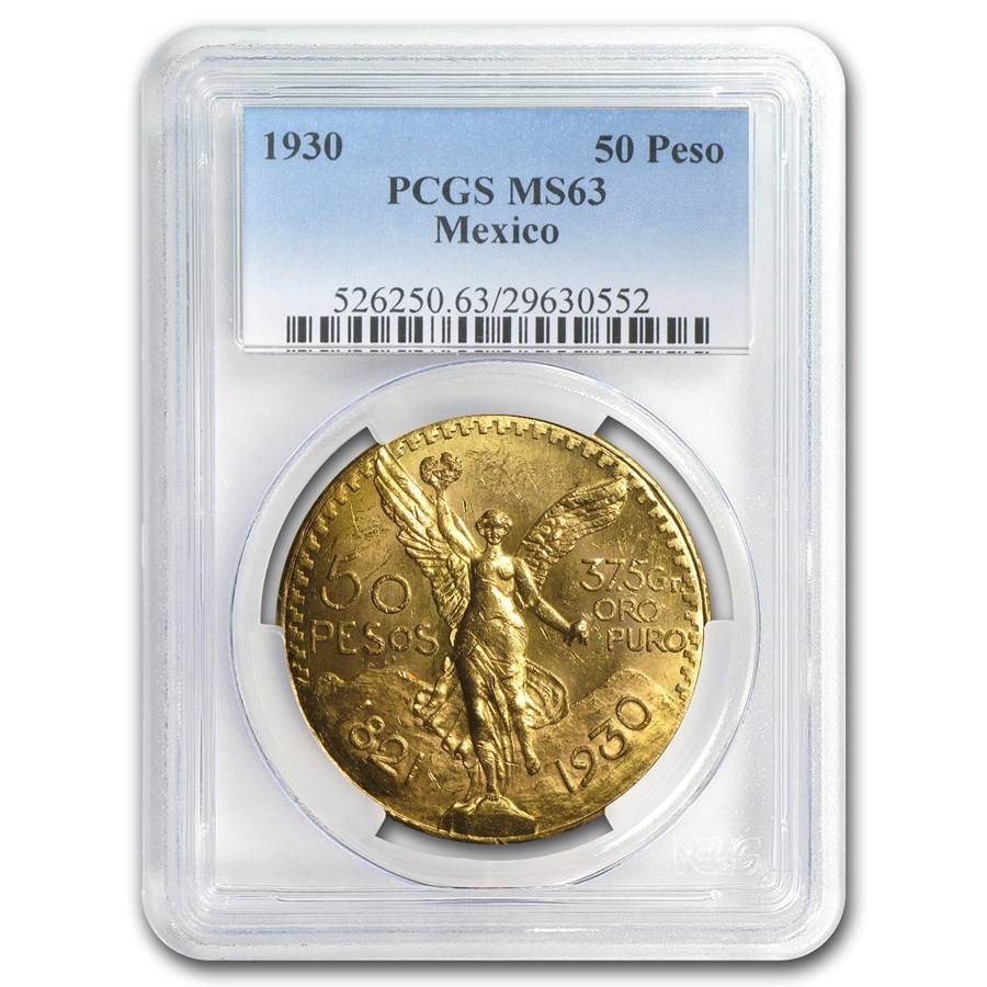 1930 Mexico Gold 50 Pesos MS-63 PCGS