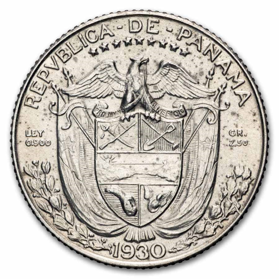 1930 Panama Silver 1/10 Balboa AU