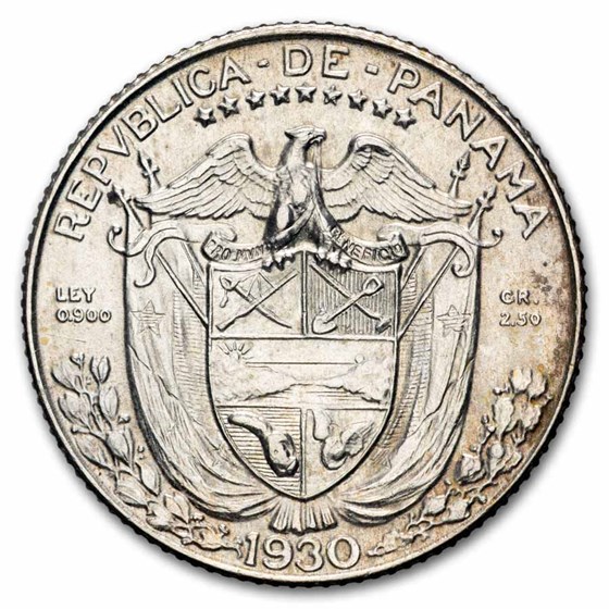 1930 Panama Silver 1/10 Balboa BU