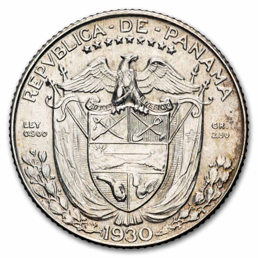 1930 Panama Silver 1/10 Balboa BU